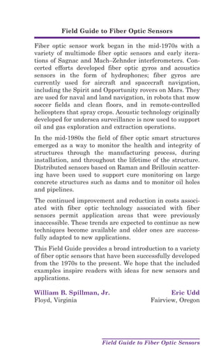 Field guide to fiber optic sensors First Edition Spillman | PDF