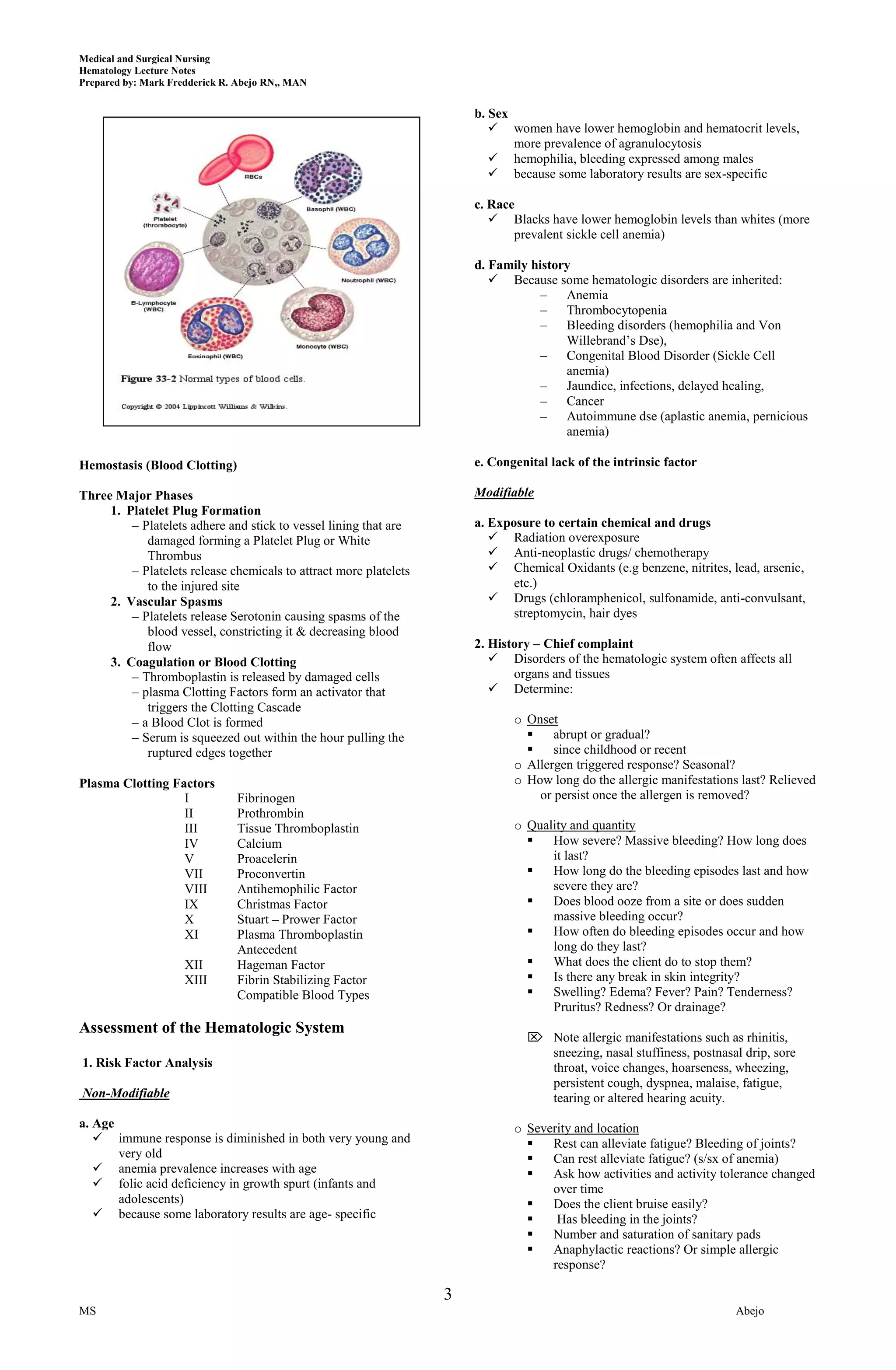 Hematology Notes.pdf Hematology Handouts | PDF