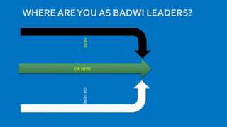 WHERE AREYOU AS BADWI LEADERS?
HERE
OR HERE
ORHERE
 