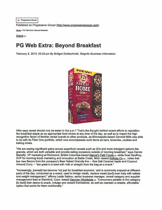 Progressive Grocer_Web Extra_Beyond Breakfast Article_FEB 2015