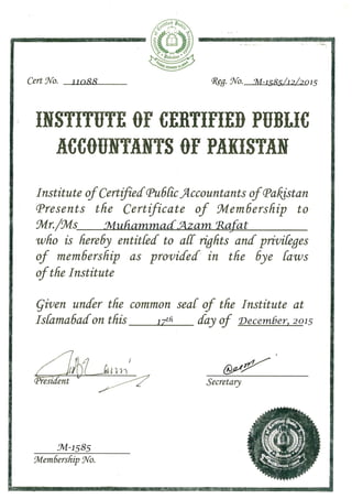CPA member certificate