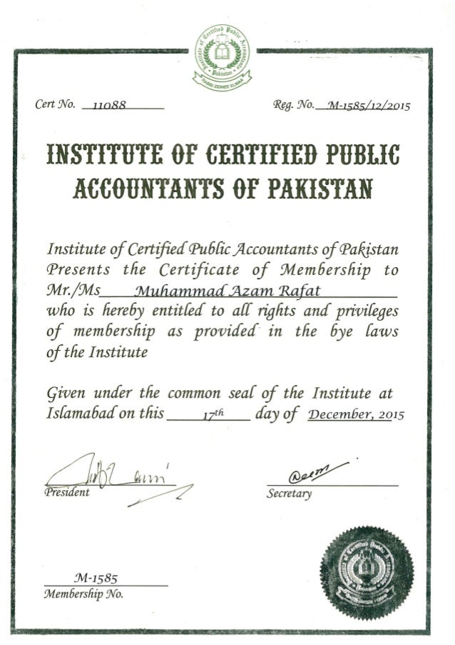 CPA member certificate