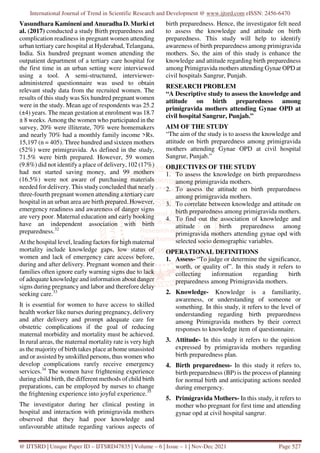 A Descriptive Study to Assess the Knowledge and Attitude on Birth ...