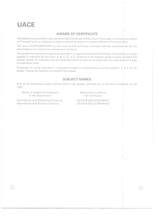 UACE Certificate (UNEB)