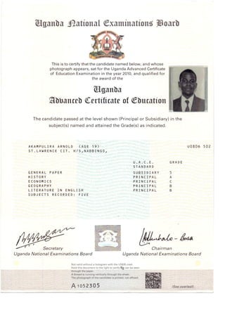 UACE Certificate (UNEB)