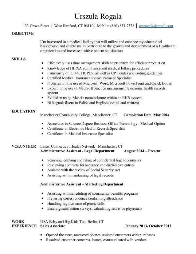 Medical reimbursement specialist resume