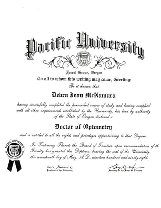 Optometry diploma