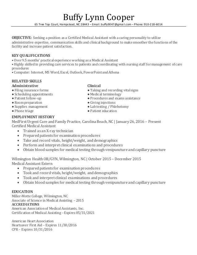 bcma resume qualifications for medical assistant