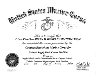 Dozier, Shawn Enlisted Supply Basic Course