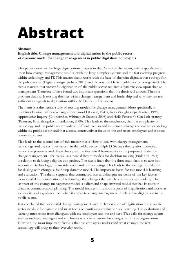 Master thesis on change management
