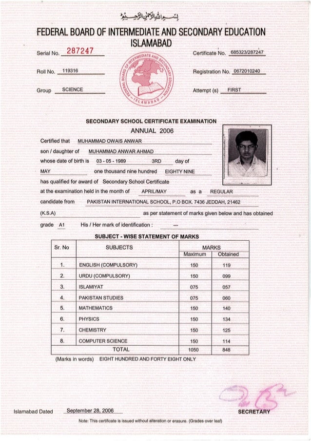 Secondary School Certificate 2006 Secondary School Certificate 2006