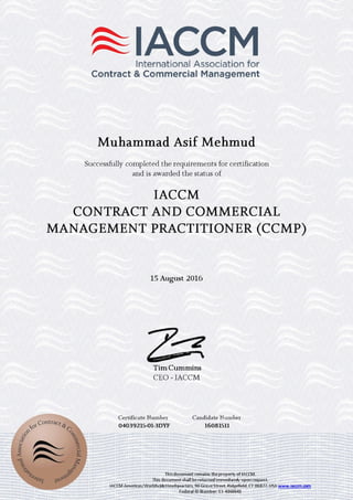 IACCM Certificate