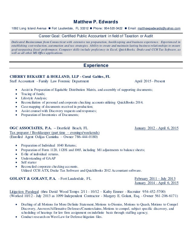 certified public accountant resume