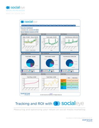 SOCIAL ROI REVEALED

w w w. socialeye .com




          Tracking and ROI with
        Measuring and optimizing your return on social media marketing


                                                     SocialEye is a technology enabled service of:
 