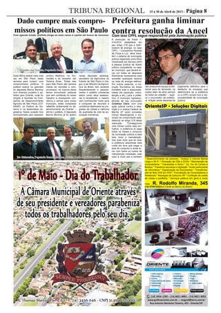 !    #  $  %    ! #    ' (     ) !  #  0   # 1 2  $ 2
3
2 0 4 2  5 ! 6 7 !  8 0 2  2 9 @  $  A     B    C 2  D #   9 @  $ 
(   E D # 2 $  0    F  E 0    G    H  0  I  P 2 Q B ! 2 $  A   # 2  
1   #    R 0 2  2 S     (  2 0    $ ! 4 ! # 2 9 @   ' D 2  E 2 0 # ! ( D 2 0  
$  !  T  0  U # ! ( 2   ! 4 ! # 2 ! V 2 9 @  $    ( D    #    R 0 2   T  0  2 6
9 @  $  W # 2  B X Y    B   7  0  2 # 2 9 @  $  A   E D # 2 $  0   
`
 #     a   b  ( 2 0 4 2  $  A 2 0 # D ( S  X c  A   T  9 @  $  ( 2 0 # @ 
$   !  ! # 2   E 2  d  #    Y  0  ! 9   4 0 U W (     4  0 2   D ! # 
 2 !  Q Q Q
e f g h i p i q r s t u u v   T 0   #  2  1 2  (  $  1 0 2  ! w
OrienteSP - Soluções Digitais
TRIBUNA REGIONAL
x y €  ‚ ‚ y x ƒ „ … ‚ † ‡ ˆ † ‰ † ‚  y ‘ ‚ ’ “ † ”  † ” •  ” ˆ €  ‘ • – — y  ˜ ™ ”  d •
' 0    D 9 @  $ 2 '     Q
e f e g
P h
f
h   # 2    (   
  D 2 0 # ! 4  P
f i j
D  2 $ !  # 0 ! 6
 D ! $  0 2 $     0 4 ! 2 k   ( 2  
A c 7
3 l
A   E 2  S ! 2 c 2 D !  # 2
$  7  0 9 2 
3
D V k $    # 0 2   6
T  0 ! 0   !  #   2 $  ! D  !  2 9 @ 
E m  ! ( 2 0  4 !  # 0 2 $  (    ' # !  
F    ! ! V 2 $    Y  0  ! 9  v ' F Y w
) E     2 n D 0 o $ ! ( 2 $  $ ! 0  ! # 
E m  ! (  (   E  #   #  k  D   n 2 k
2   D  ! ( o E !  k
j
D  $    0 U 2 0 6
( 2 0   #  $ 2  2  $   E   2 
W  2  (  ! 0 2    (    U 0 ! 2  E 2 0 2
E 0  (  $  0
j
D 2 ! 
j
D  0 0  E 2 0  
 2 0  $  $     0 4 ! 2  p # 0 ! ( 2 Q
q
  D # 0 2  E 2 2  0 2  k 2 F   6
# 0 D 9 @ 
`
 0  2 # !  2 $ 2 '   
# 0 2   T  0  #  $ 2 2 0   E    2  ! 6
! $ 2 $  v $  2
j
D !  ! 9 @  k  2  D 6
#   9 @    # ( Q w E 2 0 2 2 E 0  T  ! 6
# D 0 2 Q r  D  ! ( o E !  !  4 0     D k
2 # 0 2  p  $    D E 0  ( D 0 2 $  0
s t u v w x u y z s { y t | k (   D  2
2 9 @  n D $ ! ( ! 2 (   # 0 2 2 0    6
D 9 @   2 } D  # ! 9 2 7  $  0 2 $ 
C 2 0 o ! 2 v P ~  2 0 2 w (   (  $  D
!  !  2 0 $     0 ! 4 2  $    D 6
 ! ( o E !  $  ( D  E 0 !    #    # 2 6
   ( ! $    2 0 # ! 4  P
f i
$   # 2
0    D 9 @  Q  A     4 D !   
D  2 !  !  2 0 (   # 0 2   # 2   0 6
 2 # !  2 k 2 E 0  T  ! # D 0 2 n U E 2 4 2
#  $           (    D  
$ 2 ! D  !  2 9 @  E m  ! ( 2    # 2
# 2 I 2 !  ( D ! 2  2  D #   9 @  k
!   
j
D  0 $ ! V  0
j
D    ( 2  
2 E 0  T  ! # D 0 2 2   D  !      # 2
(   # 2   #  0 ! 2
j
D  E 2 4 2 0 2
# 2 I 2 $  (    D    2 !  $ 2 2 0 6
( 2 0 (   #  $     ( D  #   $ 
 2  D #   9 @  !   # 2 2 9 @  k   # 
 2  0 p  D ! #  2 #   # 2   p 
 @  E    D o    
j
D ! E  E 0  W  6
 !   2 E 2 0 2 # 2 $   2  $ 2 k  
( D  #   2 p  $  2 #    2 ! 0 ! 2 
$      $  ( ! $ 2 $ @  €
l
 I E ! 6
( 2  E 0  ( D 0 2 $  0 $ 2 E 0  T  ! # D 6
0 2 Q ' ' 9 @  2 !  $ 2 $  E   $  $ 
n D 4 2    #  $  W  ! # !   E 2 0 2 
$   T  ( S  $  E 0  (    
j
D 
$  #  0  !  2 0 U   2 E 0  T  ! # D 0 2
 D 2 A c 7
3
2 0 ( 2 0 U (   2 0   6
E    2  ! ! $ 2 $  $ 2 ! D  !  2 9 @ 
E m  ! ( 2 Q
s |  y ‚ ƒ z „ y { | w y „ y … † t ƒ ‡ ƒ u w | „ u t u ‚ ƒ ˆ v ƒ  y u v ‰ ƒ Š ƒ v ‹ Œ y † u w y { ƒ   Ž v Œ y „ ƒ t ƒ Œ Ž t v | v 
 2 $  C  0 !    #     2 !  D  2
  V   Y @  c 2 D     # 2
   2  2 E 2 0 2 ( D  E 0 ! 0 (  
(   E 0   !     E  o # ! (   Q r
E 0  T  ! #    #      4 2  !   # 
$  $  E D # 2 $  1 2 0 0   C D  S  V
(   $ !   0    E 0  n  #    E  6
$ ! $   E 2 0 2 r 0 !   #  k   $  T  !
$ ! 0 ! 4 ! $  ) 0  D  ! G    2 A   6
E 2  S ! 2 $          !    # 
' 4 0 o (  2 $  Y @  c 2 D  v A r 6
 ' Y c w k   c 2 U ( !  $  8  6
  0     2 '       ! 2
3
 6
4 !  2 # !  2 Q
`
  # 2  ( 2  ! @  T  0 2
2 (   E 2  S 2 $  E   2       0
n D 0 o $ ! (  C 2 # S  D  k F   8 D ! 6
 2 0 @    $    0  2 $  0 } 2 ! 0
R  ! I  ! 0 2 '    Q 
q
 # 2  ! $ 2 
E 2 0 2 Y @  c 2 D   @     E 0 
( S  ! 2  $  0  D  ! G    (   6
E 0   !     k  2  2 !  0 ! 2 $  2 
#       (   # 0 2 $  E     2 
j
D     (   W 2  $        
# 0 2  2 S   2 ( 2  9 2  $  (   6
 ‘  !      0  2  E 2 0 2     
 D  ! ( o E !  k   # 2  (  
j
D !  # 2 
0  d  # ! 0 @  $ ! 0  # 2    #    $  6
      !    #  $  r 0 !   #  €
l
2 W 0  2  E 0  T  ! #  Q r $  E D # 2 $ 
1 2 0 0   C D  S  V n U T  !
j
D 2 # 0 
  V   $  E D # 2 $    # 2 $ D 2 k
  ( 0  # U 0 !  $ 2 ' 4 0 ! ( D # D 0 2 $ 
q
 # 2 $  $  Y @  c 2 D   ( S  6
4  D 2   0 C !  !  # 0  $ 2 ' 4 0 ! ( D 6
# D 0 2 $  1 0 2  ! k #   0  (   ! $ 
T 0 
j
D   #     #   E     2 6
   #   E 0  T  ! #   0 !   #    
2   !  (      D  2       6
0      0  2 $  0   k      
   (   # 0 !  D !  $   D ! #  E 2 0 2
2 (  
j
D !  # 2 $  0  ( D 0    
(    ‘  !   $   # !  2 $   2  E 0  6
4 0     $ 2 ( ! $ 2 $     S  0 ! 2
$ 2
j
D 2 ! $ 2 $  $   ! $ 2 $ 2 E  6
E D 2 9 @   0 !   #     Q
Ivo Guimarães, Deputado Barroz Munhoz, Prefeito Dado e Matheus Móris
Vereador Jair Teixeira, Deputado Barros Munhoz e Prefeito Dado Móris
 