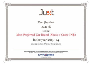 juxt india online_2013-14_ most preferred car brand (above 1 crore inr)