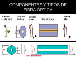 COMPONENTES Y TIPOS DE
FIBRA ÓPTICA
 