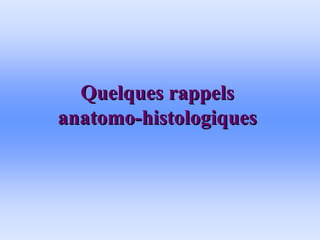 Quelques rappels
Quelques rappels
anatomo
anatomo-
-histologiques
histologiques
 