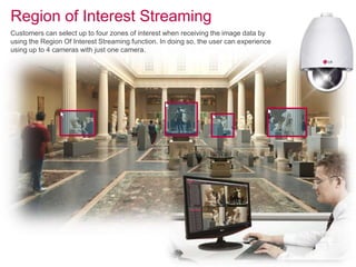 Region of Interest Streaming
Customers can select up to four zones of interest when receiving the image data by
using the Region Of Interest Streaming function. In doing so, the user can experience
using up to 4 cameras with just one camera.
 
