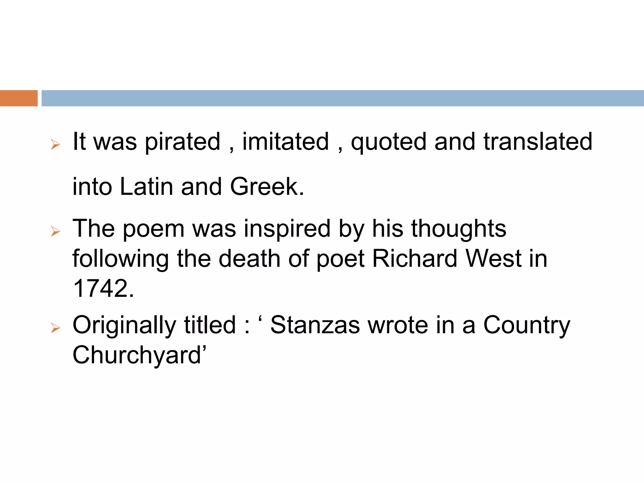 ELEGY WRITTEN IN A COUNTRY CHURCHYARD | PPT