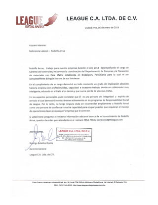 Carta de Recomendacion LCA - Rodolfo Arrue