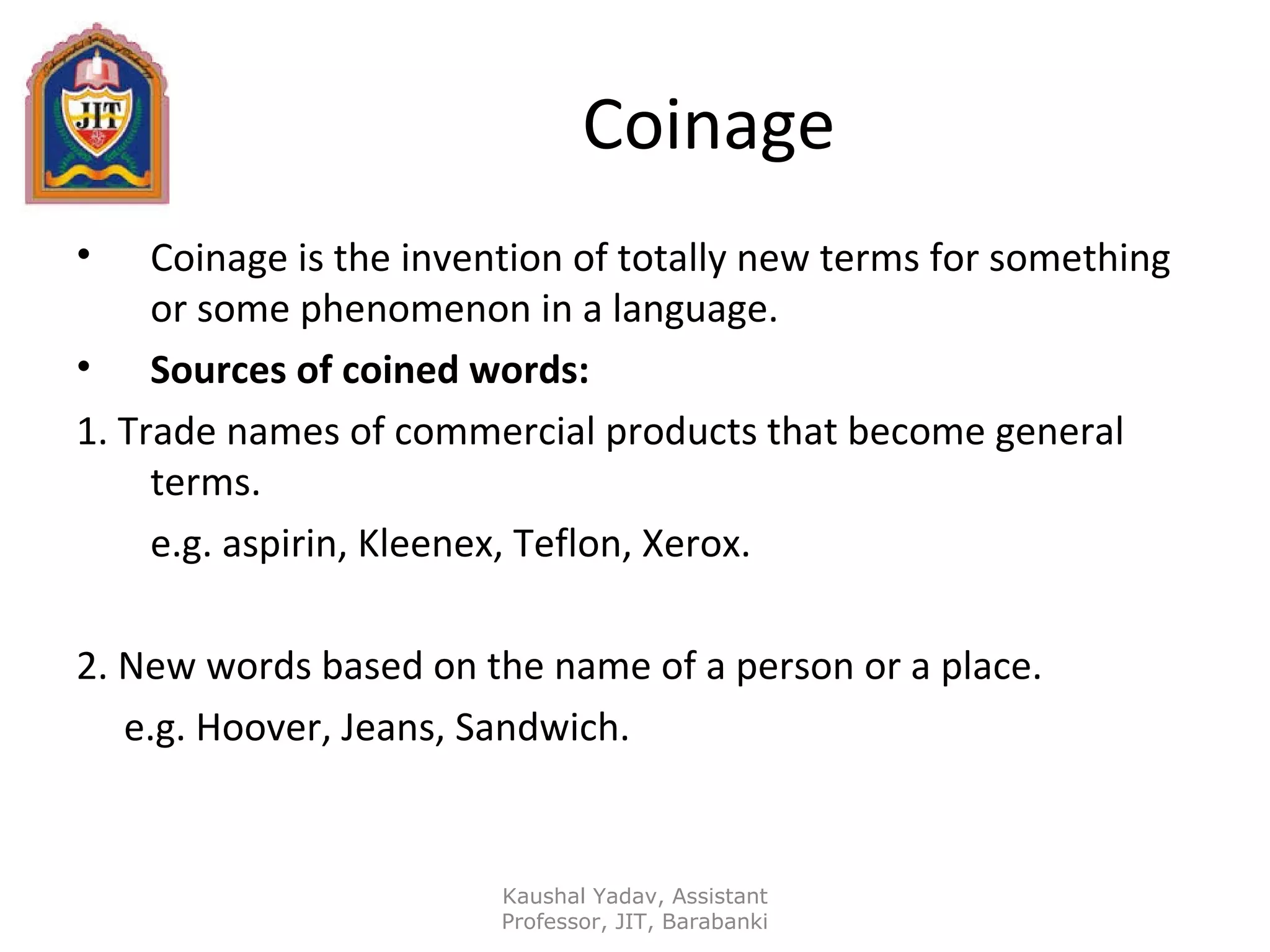 Words and Word-formation Processes.KY