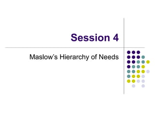 Session 4 Maslow’s Hierarchy of Needs 