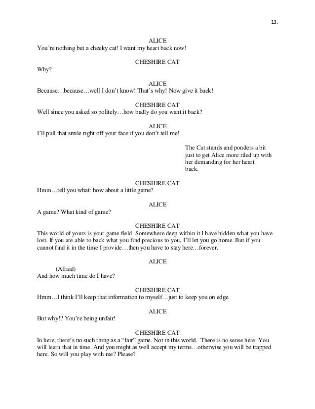 Alice In Wonderland Printable Script