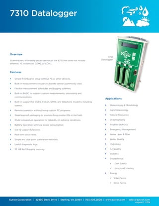 7310 Data Logger Datasheet | PDF