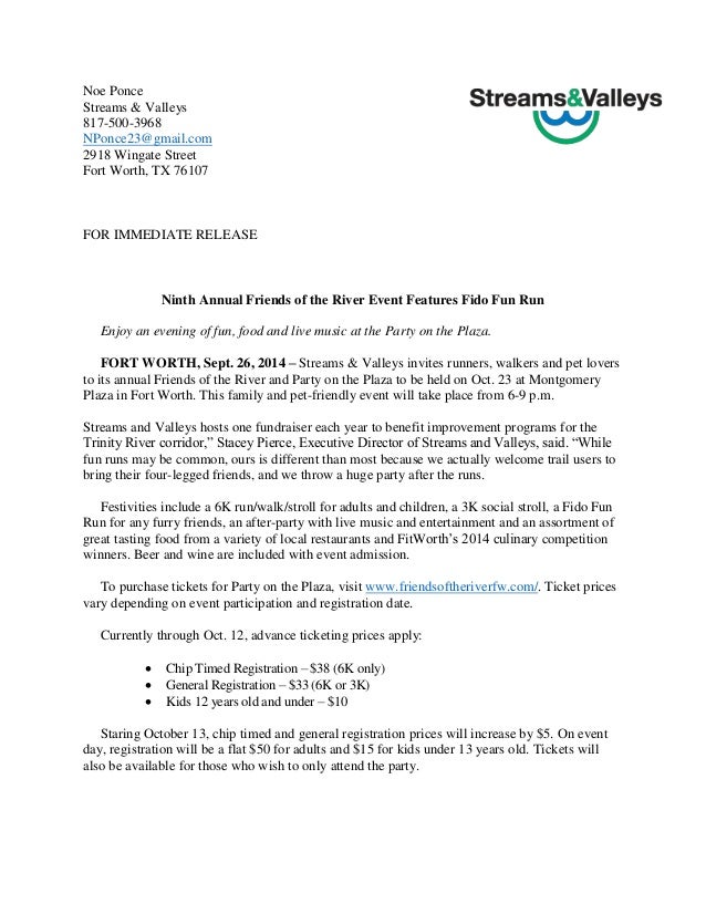 sample press release for events