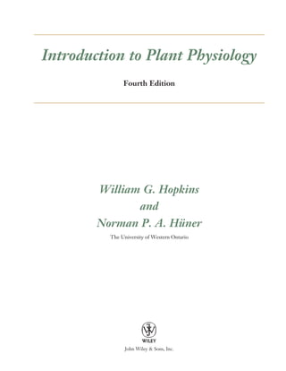 Introduction to Plant Physiology 4th Edition William G. Hopkins | PDF