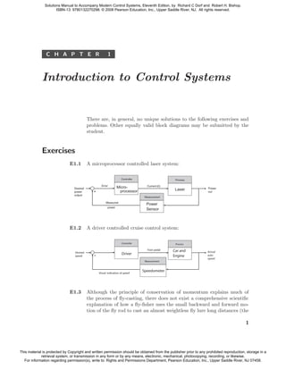 Solution To Modern Control Systems 11th Edition 11th Edition Richard C Dorf | PDF