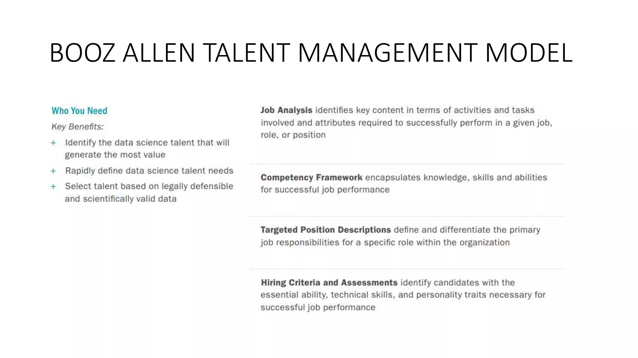 BOOZ ALLEN TALENT MANAGEMENT MODEL
 