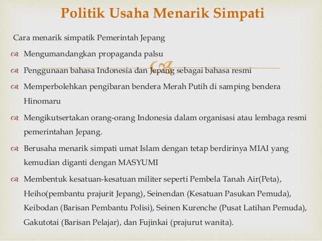 Strategi Jepang Untuk Menarik Simpati Bangsa Indonesia Sekali