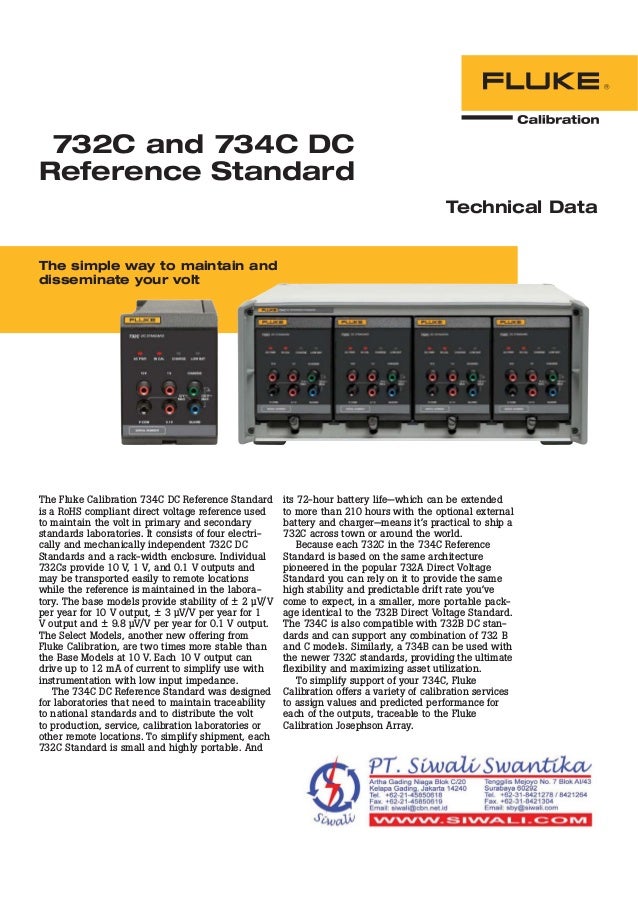 Technical Data Fluke Calibration 732C/ 734C DC Voltage Reference Stan…
