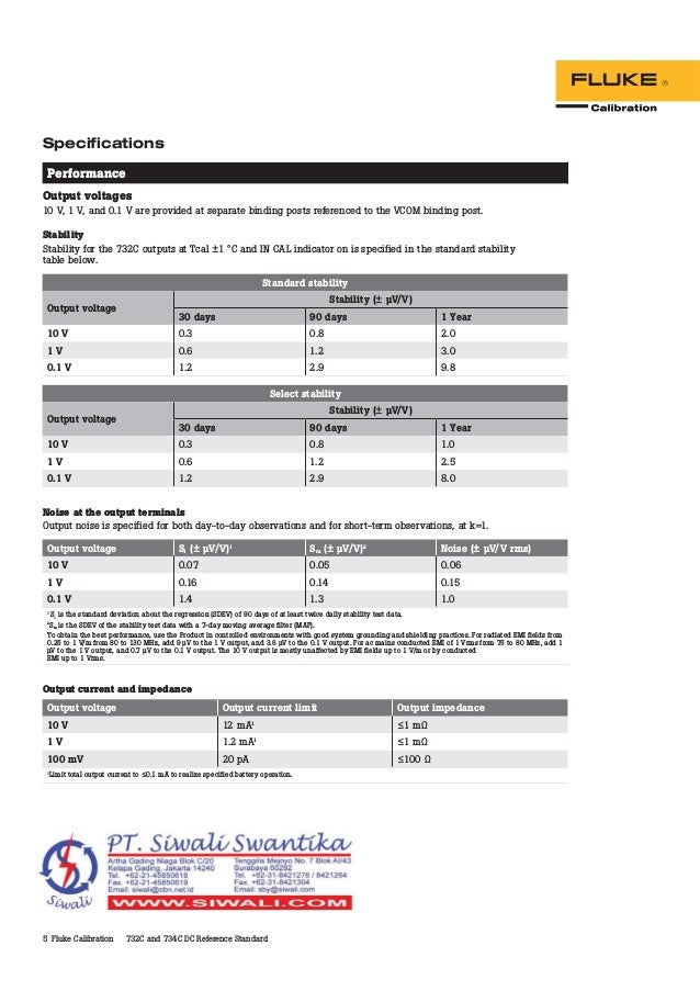 Technical Data Fluke Calibration 732C/ 734C DC Voltage Reference Stan…