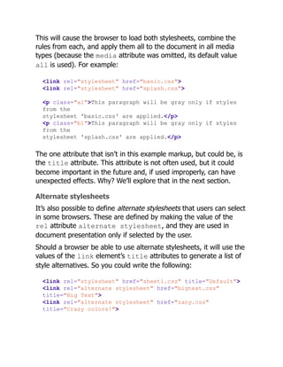 Rel Attribute Example CSS: The Definitive Guide Web Layout and Presentation Eric A. Meyer | PDF