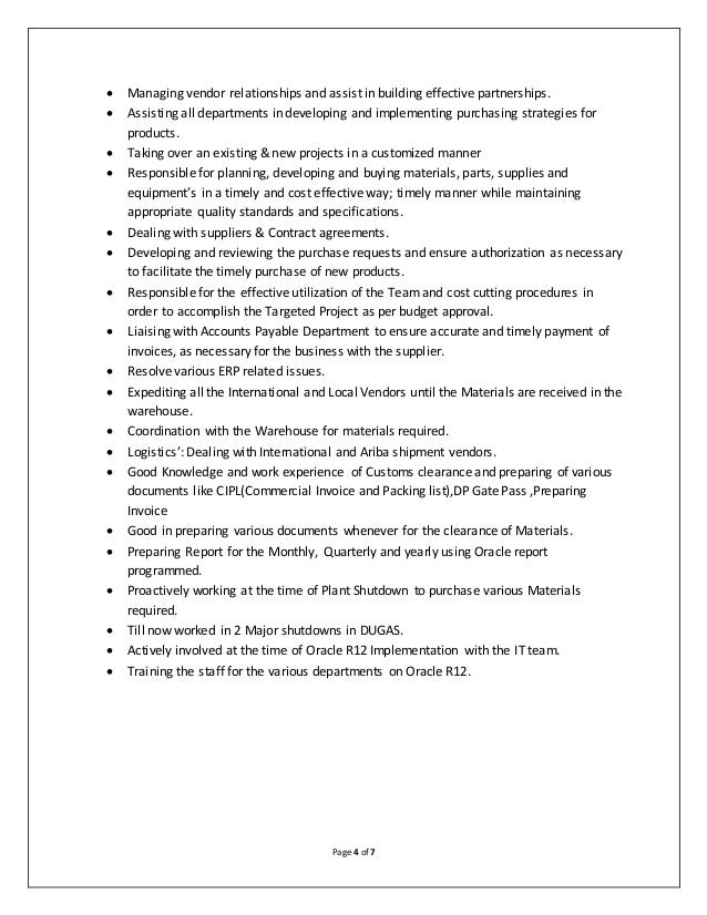 ajy sap mm procurement resume