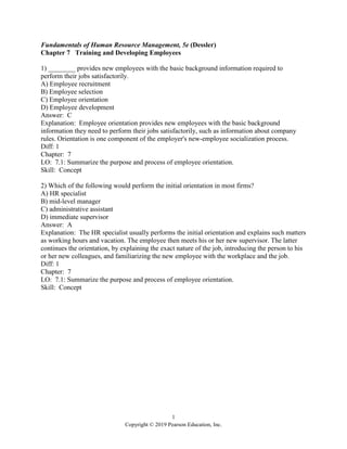 Fundamentals of Human Resource Management 5th Edition Dessler Test Bank ...