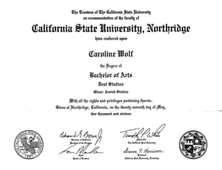 Caroline Wolf Diploma CSUN 2016