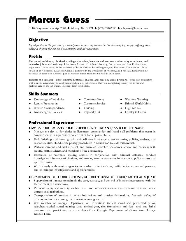 resume 2015 law enforcement objective for resume
