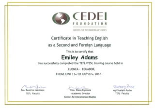 CEDEI TEFL Certificate 2016