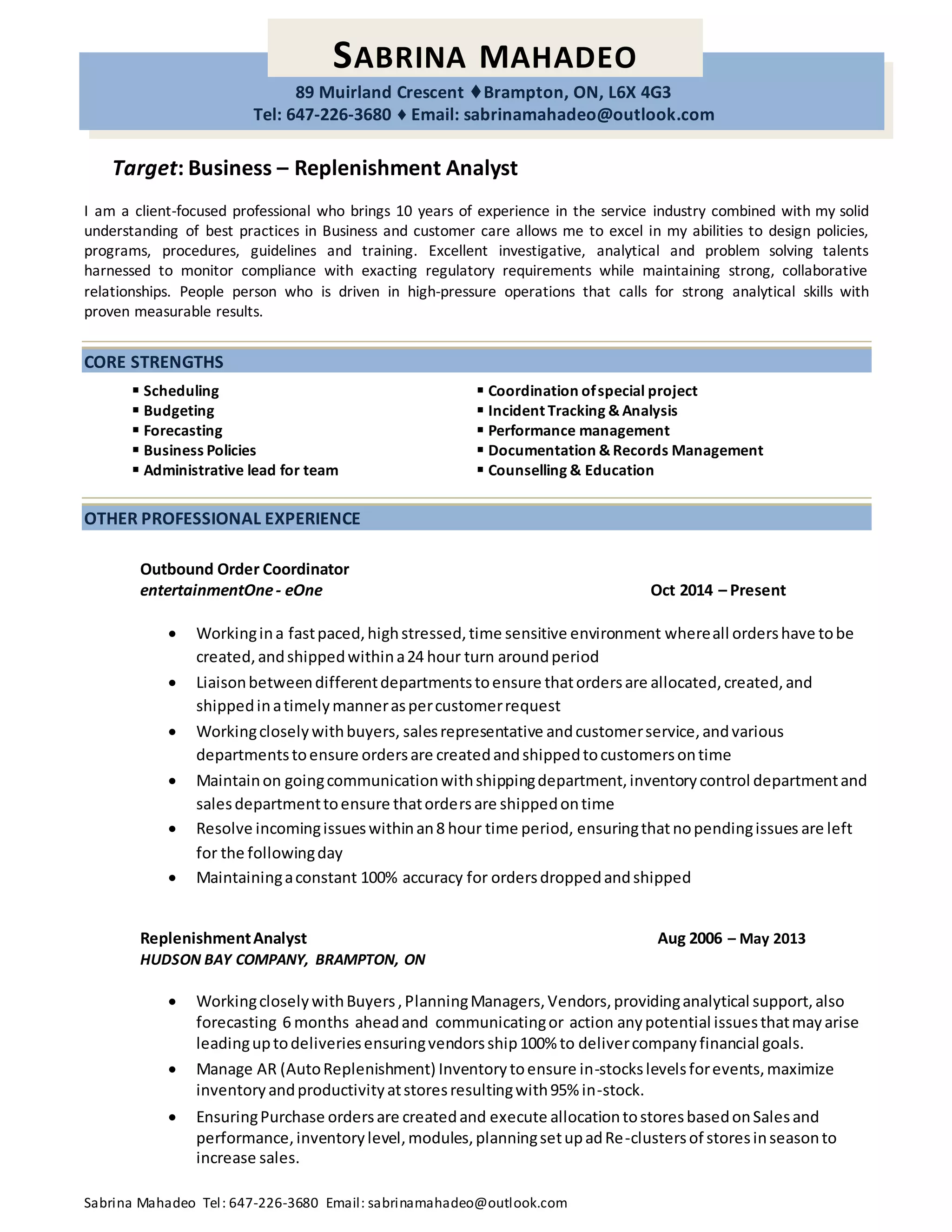 Sabrina Mahadeo Resume 1 | DOCX