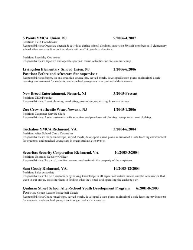elijah glenn resume edited1 responsibilities of a camp counselor for resume