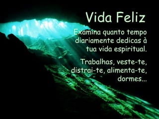 Vida Feliz Examina quanto tempo diariamente dedicas à tua vida espiritual. Trabalhas, veste-te, distrai-te, alimenta-te, dormes... 