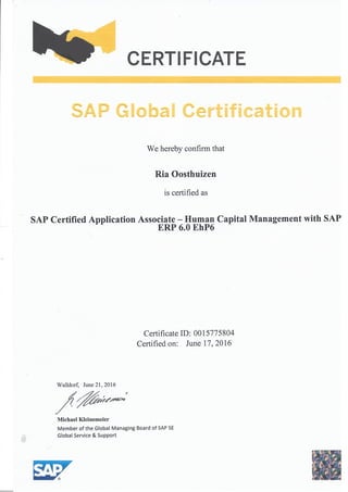 SAP HCM Certificate
