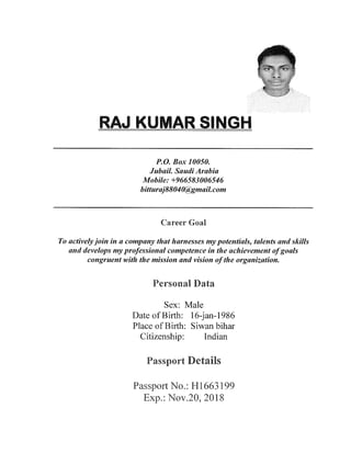 Raj Kumar Singh CV.