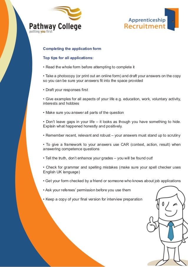 tips for completing application forms