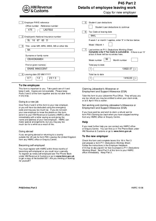enike p45 online 1 p45 form