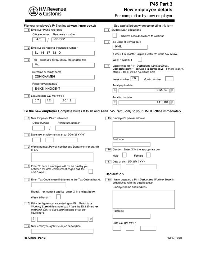 enike p45 online 1 p45 form